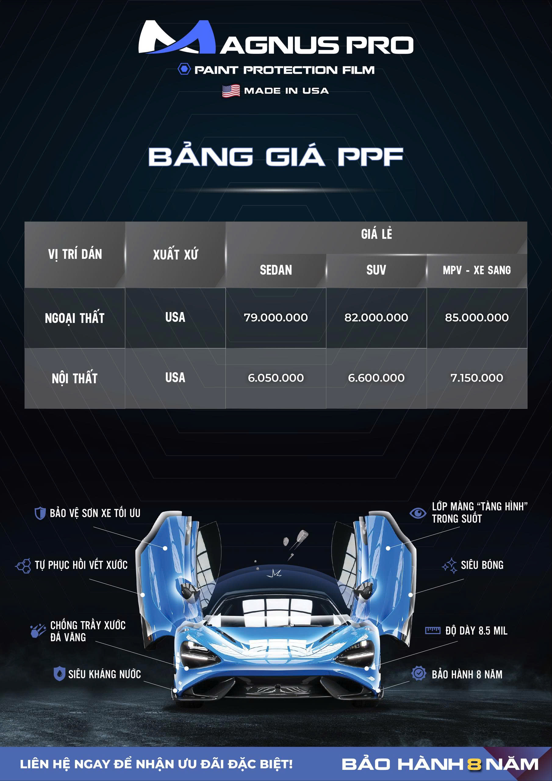 Bảng giá dán PPF ô tô tại Hồng Ngự cập nhật mới